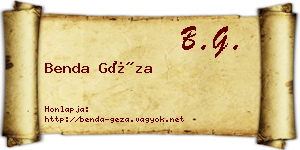 Benda Géza névjegykártya