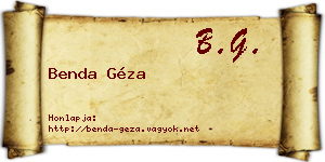 Benda Géza névjegykártya